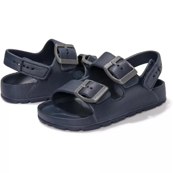 FUNKYMONKEY Unisex-Child Slides Double Buckle Adjustable EVA Flat Sandals for Boys Girls