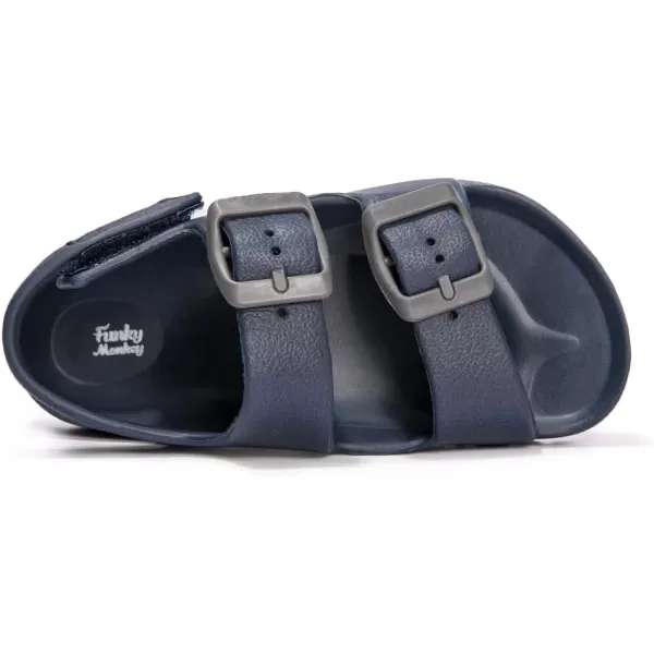FUNKYMONKEY Unisex-Child Slides Double Buckle Adjustable EVA Flat Sandals for Boys Girls