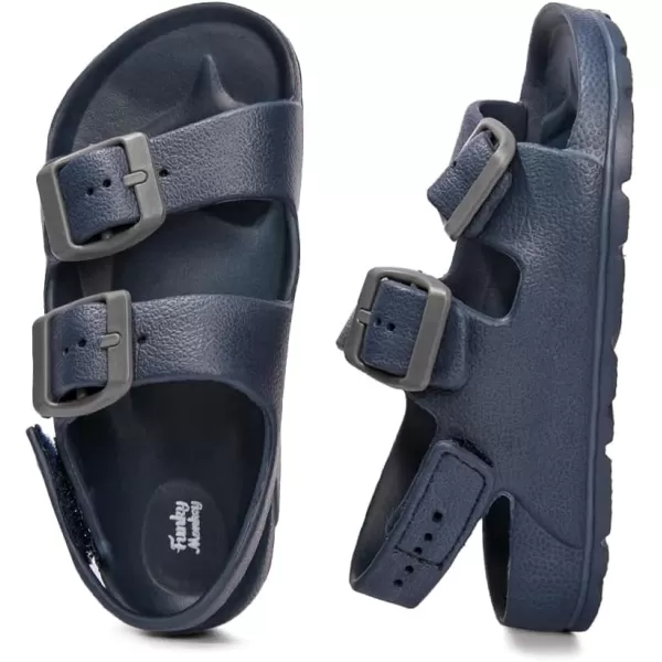 FUNKYMONKEY Unisex-Child Slides Double Buckle Adjustable EVA Flat Sandals for Boys Girls