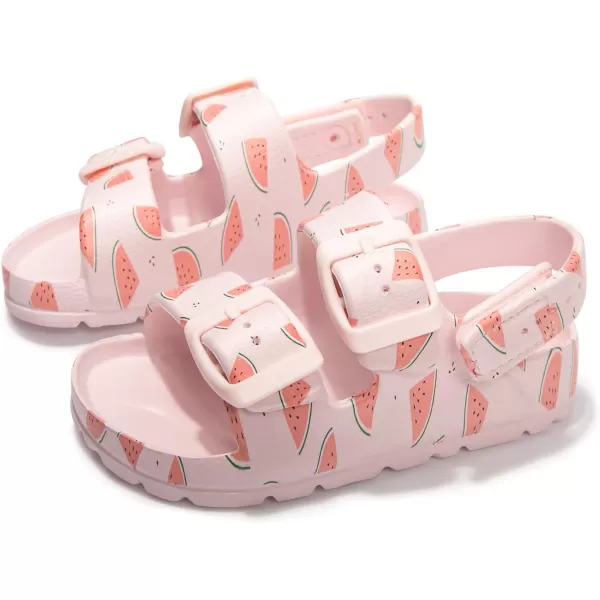 FUNKYMONKEY Unisex-Child Slides Double Buckle Adjustable EVA Flat Sandals for Boys Girls