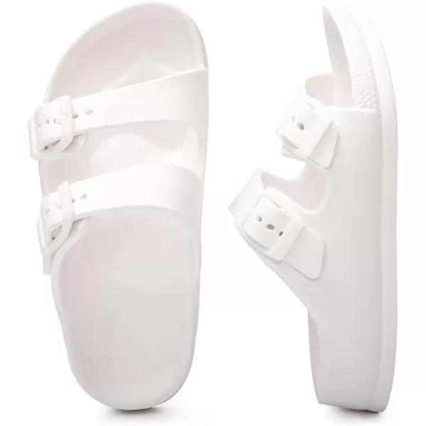 FUNKYMONKEY Unisex-Child Slides Double Buckle Adjustable EVA Flat Sandals for Boys Girls