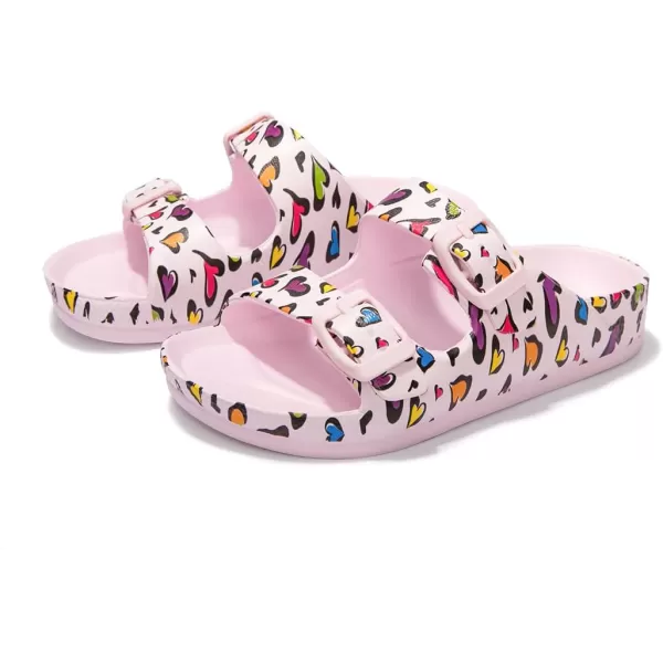 FUNKYMONKEY Unisex-Child Slides Double Buckle Adjustable EVA Flat Sandals for Boys Girls