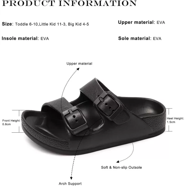 FUNKYMONKEY Unisex-Child Slides Double Buckle Adjustable EVA Flat Sandals for Boys Girls