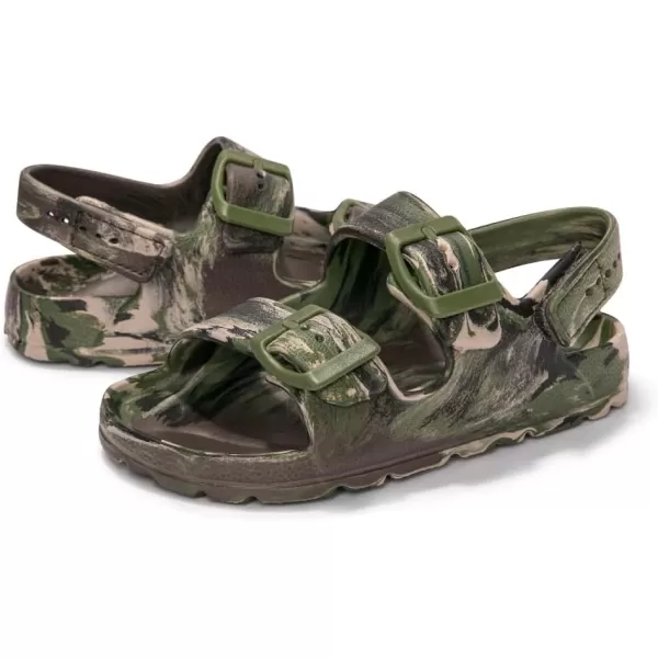 FUNKYMONKEY Unisex-Child Slides Double Buckle Adjustable EVA Flat Sandals for Boys Girls