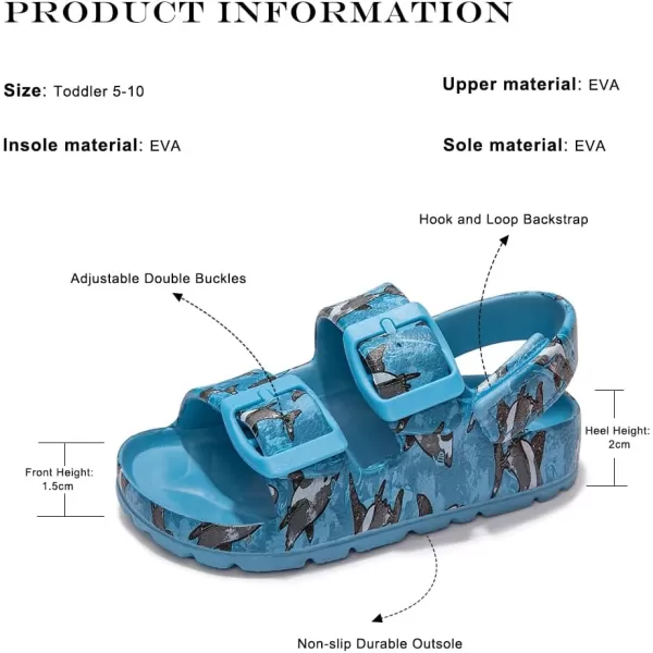 FUNKYMONKEY Unisex-Child Slides Double Buckle Adjustable EVA Flat Sandals for Boys Girls