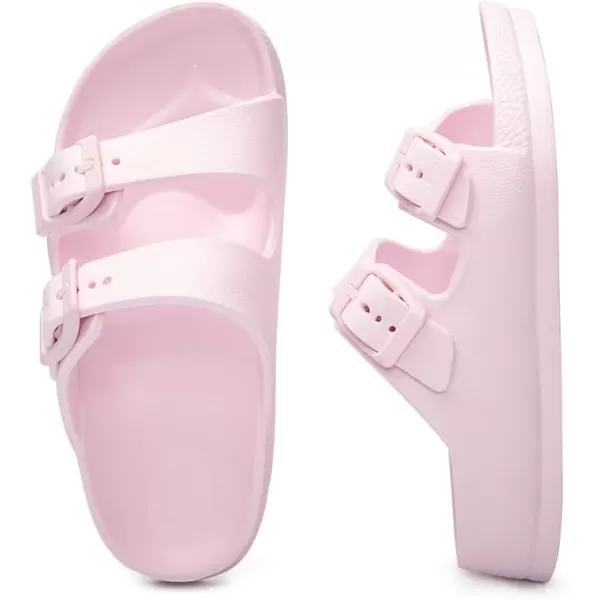 FUNKYMONKEY Unisex-Child Slides Double Buckle Adjustable EVA Flat Sandals for Boys Girls