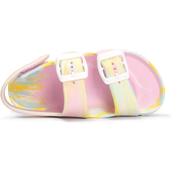 FUNKYMONKEY Unisex-Child Slides Double Buckle Adjustable EVA Flat Sandals for Boys Girls