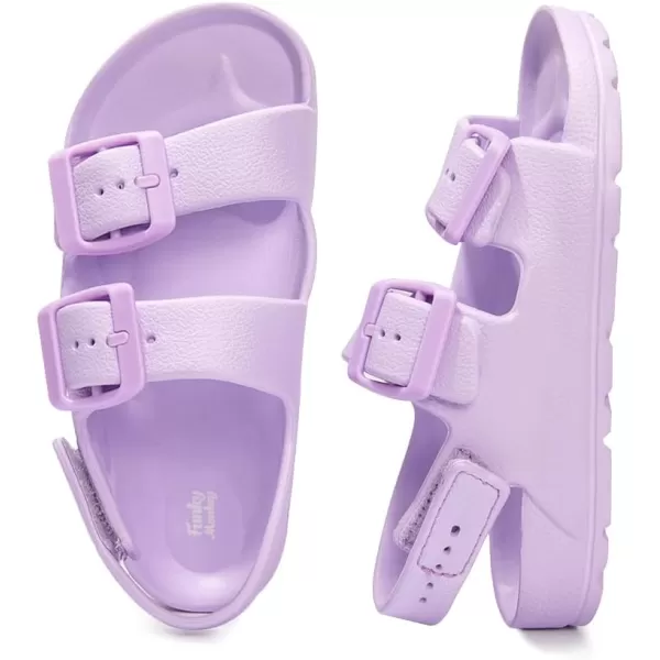 FUNKYMONKEY Unisex-Child Slides Double Buckle Adjustable EVA Flat Sandals for Boys Girls