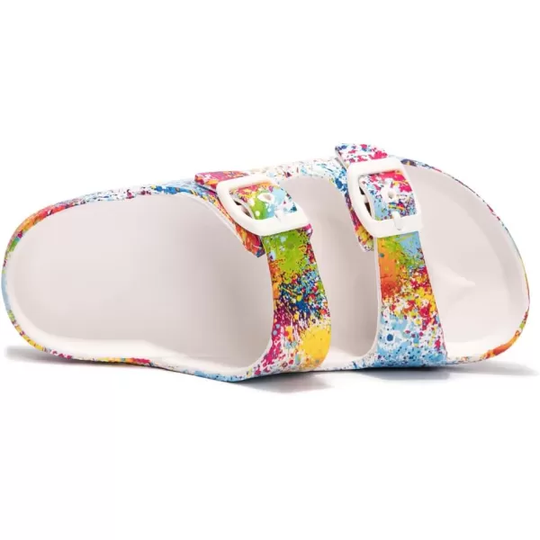 FUNKYMONKEY Unisex-Child Slides Double Buckle Adjustable EVA Flat Sandals for Boys Girls