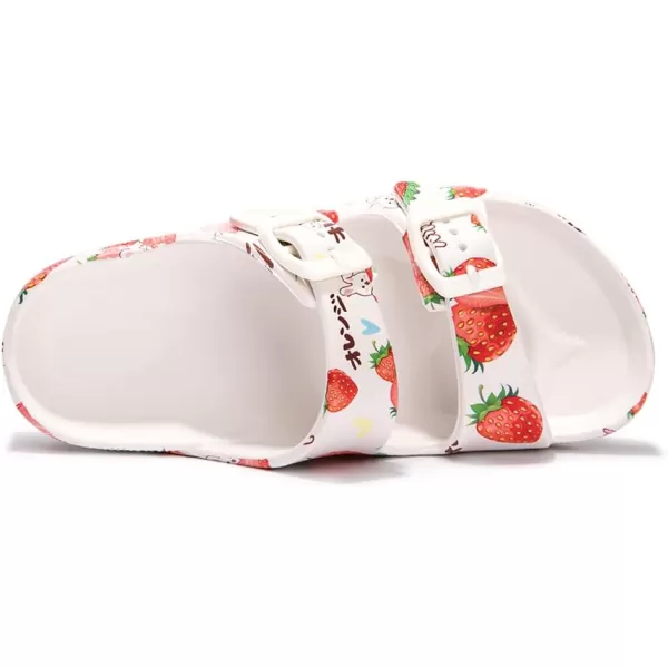 FUNKYMONKEY Unisex-Child Slides Double Buckle Adjustable EVA Flat Sandals for Boys Girls