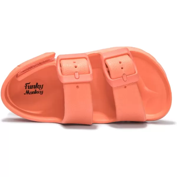 FUNKYMONKEY Unisex-Child Slides Double Buckle Adjustable EVA Flat Sandals for Boys Girls