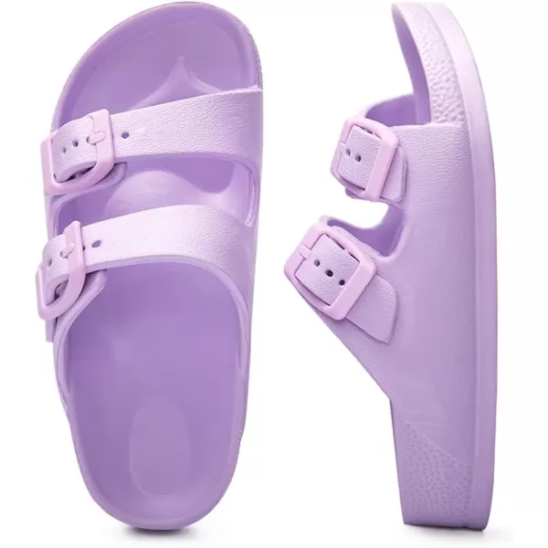 FUNKYMONKEY Unisex-Child Slides Double Buckle Adjustable EVA Flat Sandals for Boys Girls