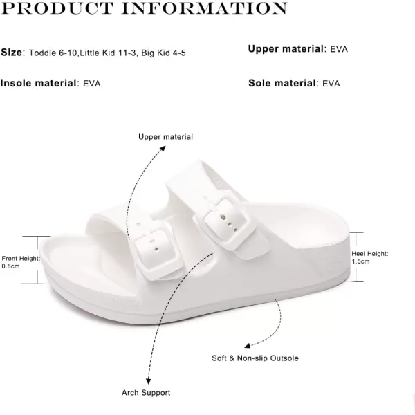 FUNKYMONKEY Unisex-Child Slides Double Buckle Adjustable EVA Flat Sandals for Boys Girls
