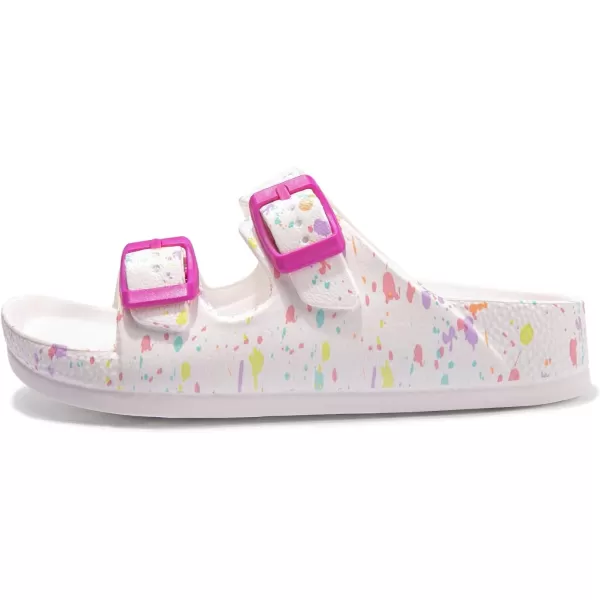 FUNKYMONKEY Unisex-Child Slides Double Buckle Adjustable EVA Flat Sandals for Boys Girls