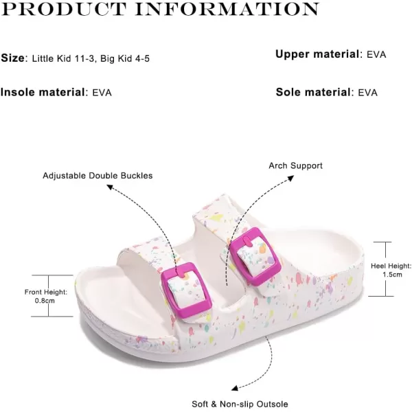 FUNKYMONKEY Unisex-Child Slides Double Buckle Adjustable EVA Flat Sandals for Boys Girls