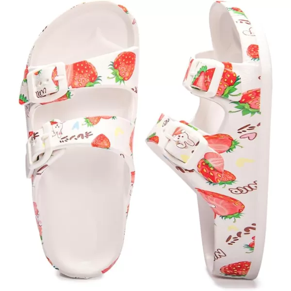FUNKYMONKEY Unisex-Child Slides Double Buckle Adjustable EVA Flat Sandals for Boys Girls