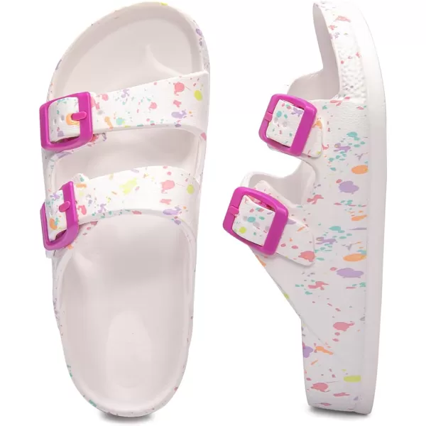 FUNKYMONKEY Unisex-Child Slides Double Buckle Adjustable EVA Flat Sandals for Boys Girls