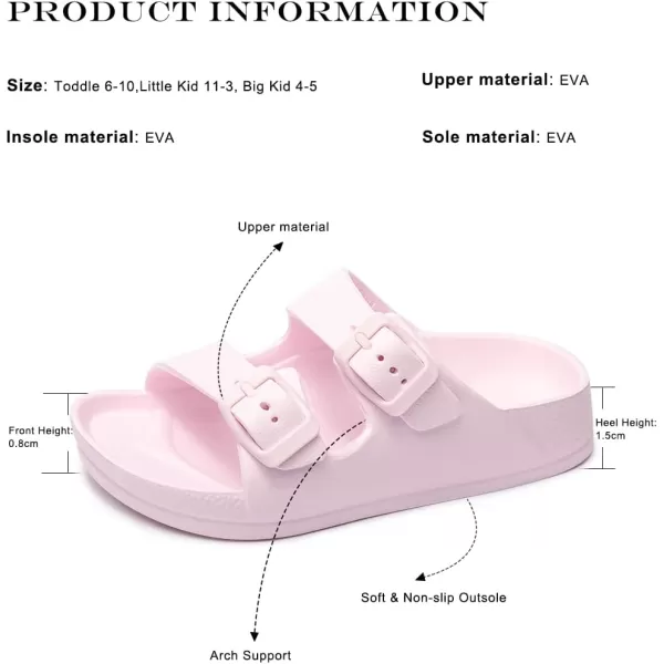 FUNKYMONKEY Unisex-Child Slides Double Buckle Adjustable EVA Flat Sandals for Boys Girls
