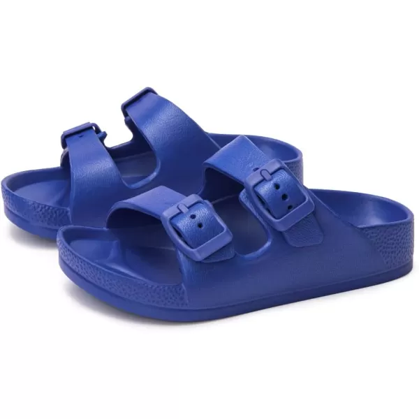 FUNKYMONKEY Unisex-Child Slides Double Buckle Adjustable EVA Flat Sandals for Boys Girls
