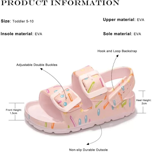 FUNKYMONKEY Unisex-Child Slides Double Buckle Adjustable EVA Flat Sandals for Boys Girls