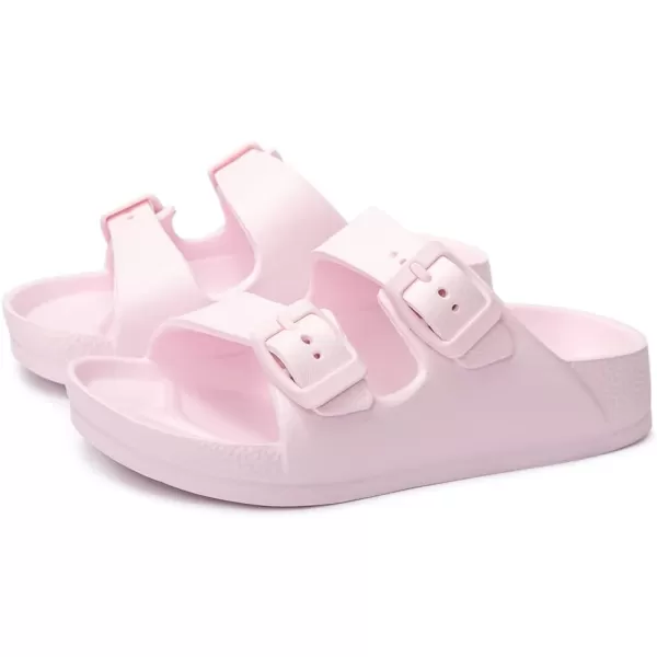 FUNKYMONKEY Unisex-Child Slides Double Buckle Adjustable EVA Flat Sandals for Boys Girls