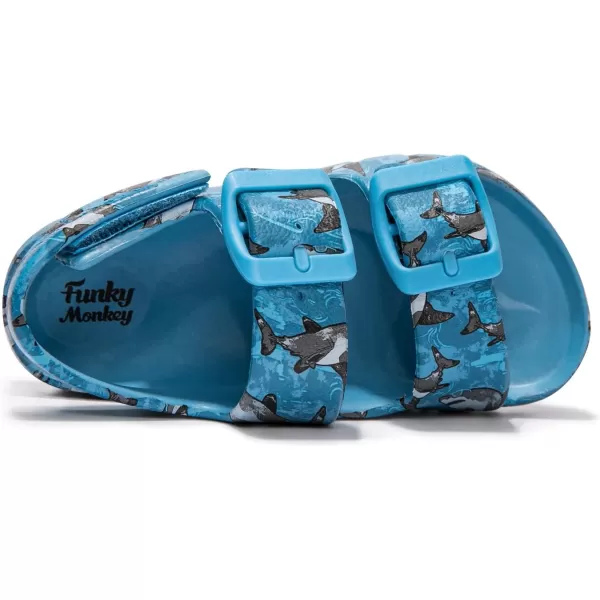 FUNKYMONKEY Unisex-Child Slides Double Buckle Adjustable EVA Flat Sandals for Boys Girls