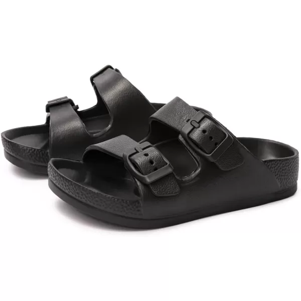 FUNKYMONKEY Unisex-Child Slides Double Buckle Adjustable EVA Flat Sandals for Boys Girls