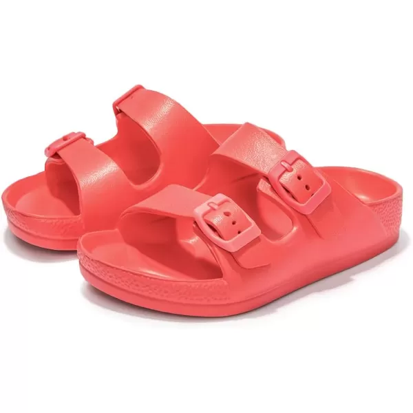 FUNKYMONKEY Unisex-Child Slides Double Buckle Adjustable EVA Flat Sandals for Boys Girls