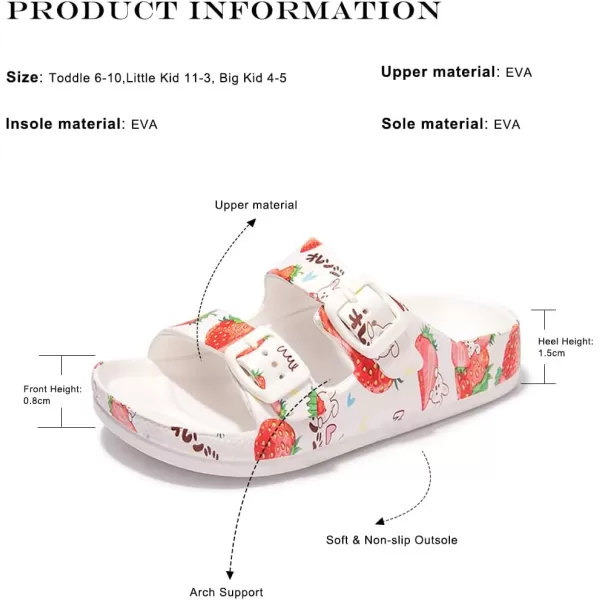FUNKYMONKEY Unisex-Child Slides Double Buckle Adjustable EVA Flat Sandals for Boys Girls