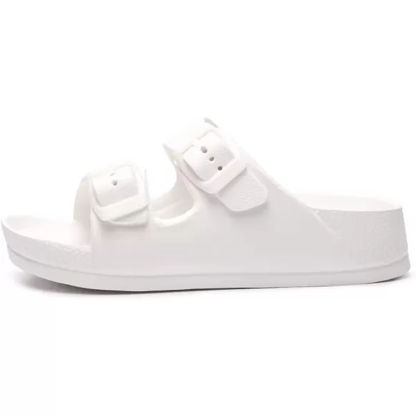 FUNKYMONKEY Unisex-Child Slides Double Buckle Adjustable EVA Flat Sandals for Boys Girls