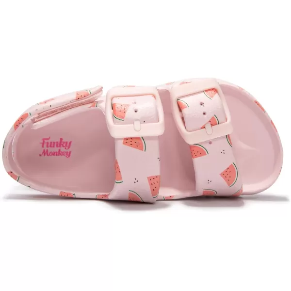 FUNKYMONKEY Unisex-Child Slides Double Buckle Adjustable EVA Flat Sandals for Boys Girls