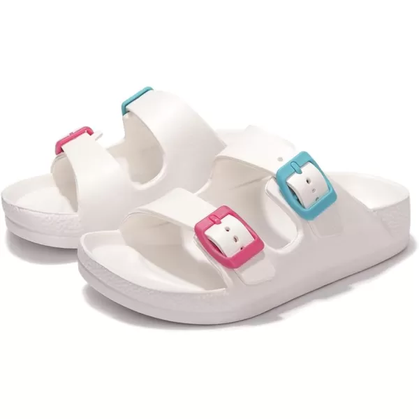 FUNKYMONKEY Unisex-Child Slides Double Buckle Adjustable EVA Flat Sandals for Boys Girls