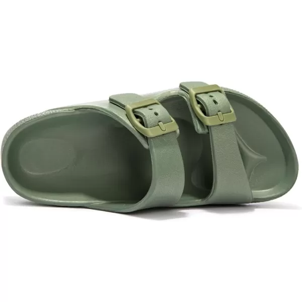FUNKYMONKEY Unisex-Child Slides Double Buckle Adjustable EVA Flat Sandals for Boys Girls