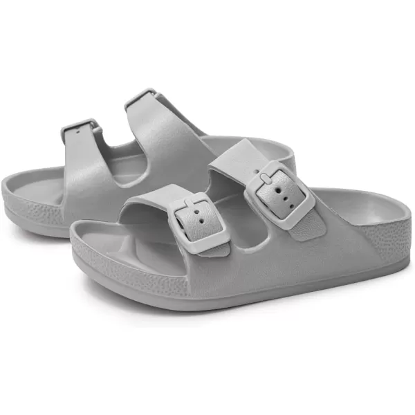 FUNKYMONKEY Unisex-Child Slides Double Buckle Adjustable EVA Flat Sandals for Boys Girls