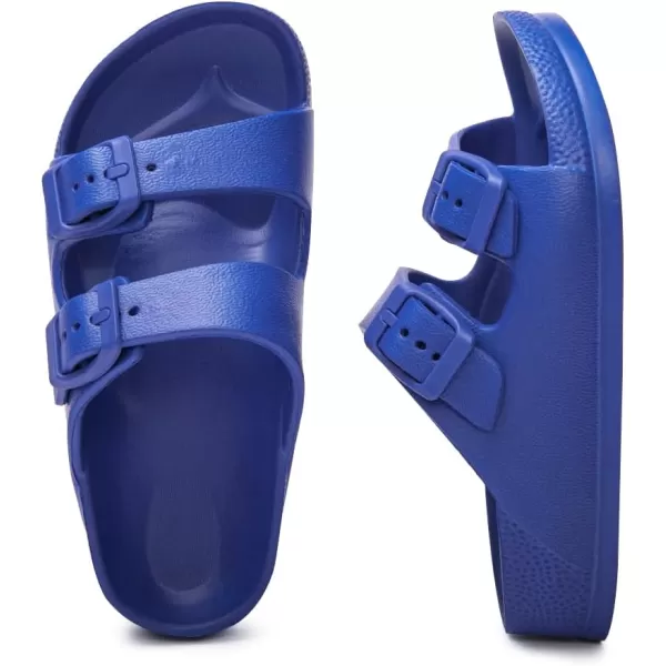 FUNKYMONKEY Unisex-Child Slides Double Buckle Adjustable EVA Flat Sandals for Boys Girls