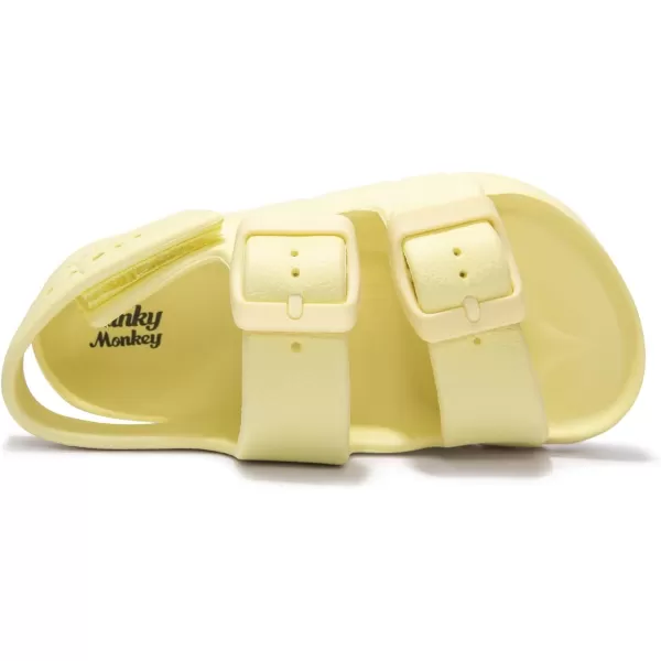 FUNKYMONKEY Unisex-Child Slides Double Buckle Adjustable EVA Flat Sandals for Boys Girls
