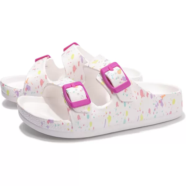 FUNKYMONKEY Unisex-Child Slides Double Buckle Adjustable EVA Flat Sandals for Boys Girls