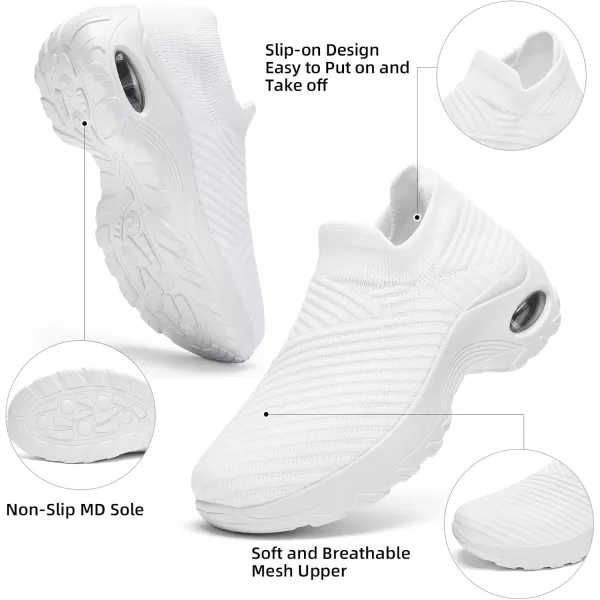 Walking Shoes Women Slip On Sock Sneakers Mesh Non Slip Shoes Air Cushion Platform Loafers