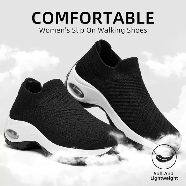 Walking Shoes Women Slip On Sock Sneakers Mesh Non Slip Shoes Air Cushion Platform Loafers