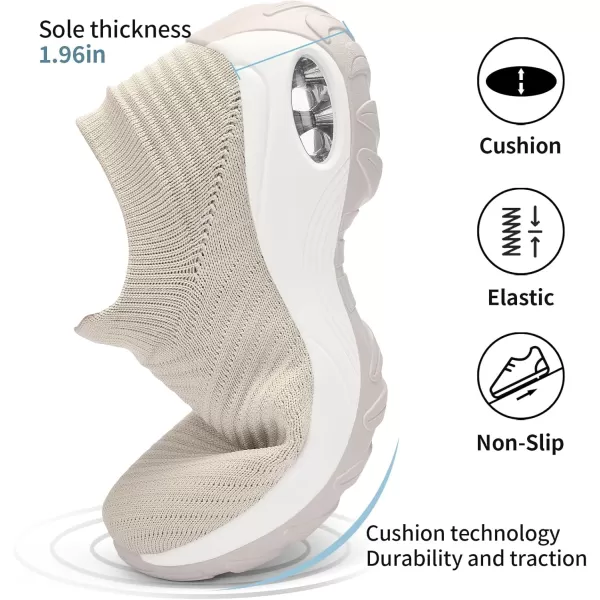 Walking Shoes Women Slip On Sock Sneakers Mesh Non Slip Shoes Air Cushion Platform Loafers