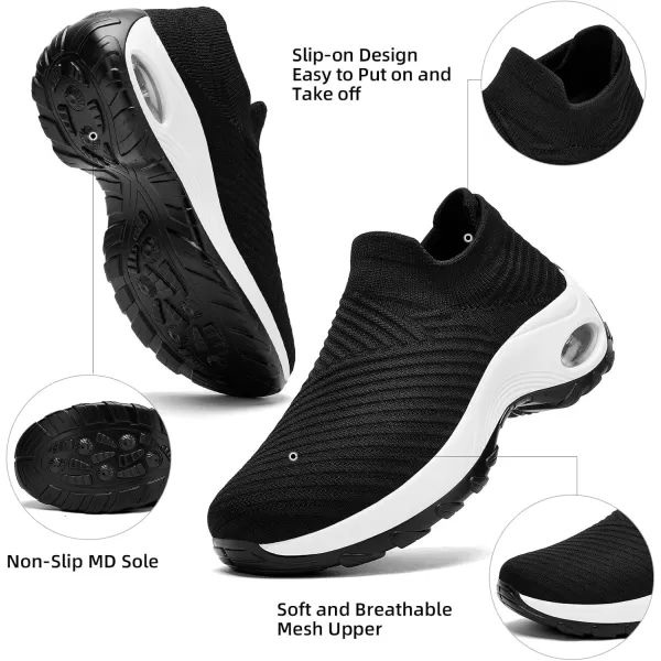 Walking Shoes Women Slip On Sock Sneakers Mesh Non Slip Shoes Air Cushion Platform Loafers
