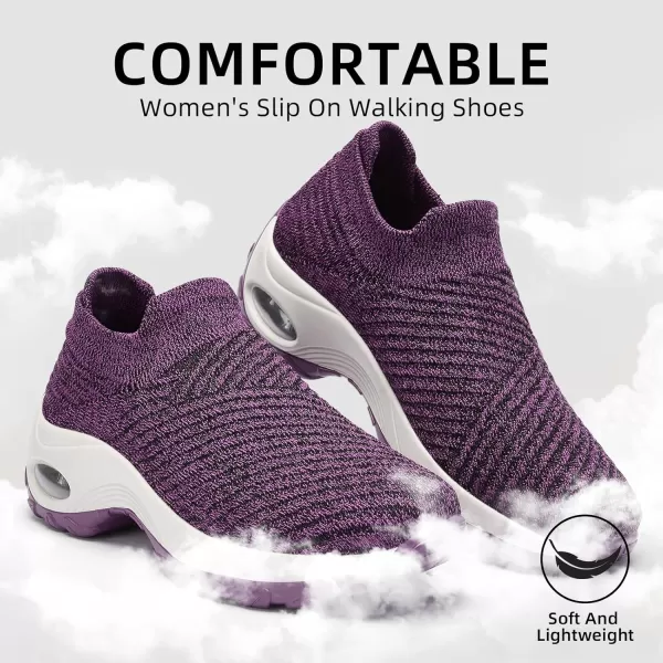Walking Shoes Women Slip On Sock Sneakers Mesh Non Slip Shoes Air Cushion Platform Loafers