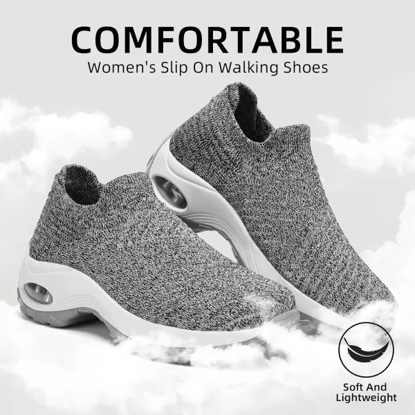 Walking Shoes Women Slip On Sock Sneakers Mesh Non Slip Shoes Air Cushion Platform Loafers