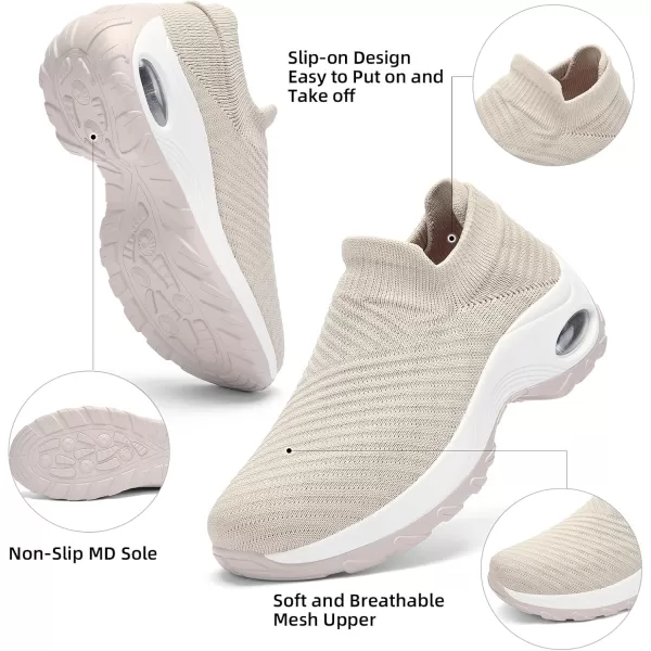 Walking Shoes Women Slip On Sock Sneakers Mesh Non Slip Shoes Air Cushion Platform Loafers