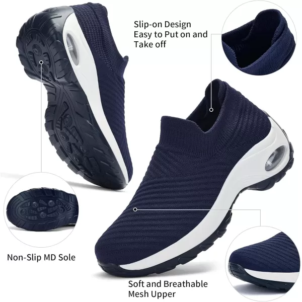 Walking Shoes Women Slip On Sock Sneakers Mesh Non Slip Shoes Air Cushion Platform Loafers