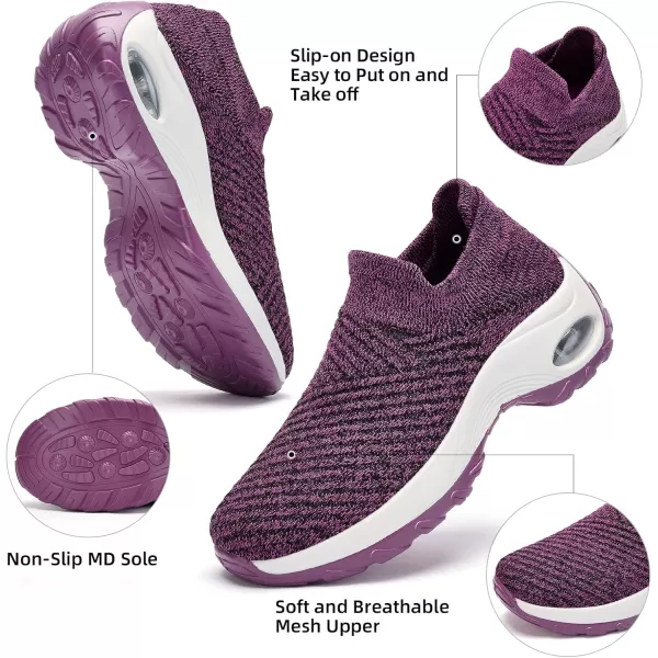 Walking Shoes Women Slip On Sock Sneakers Mesh Non Slip Shoes Air Cushion Platform Loafers