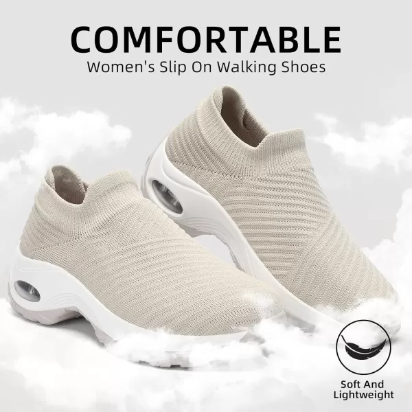 Walking Shoes Women Slip On Sock Sneakers Mesh Non Slip Shoes Air Cushion Platform Loafers