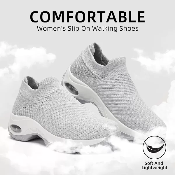 Walking Shoes Women Slip On Sock Sneakers Mesh Non Slip Shoes Air Cushion Platform Loafers