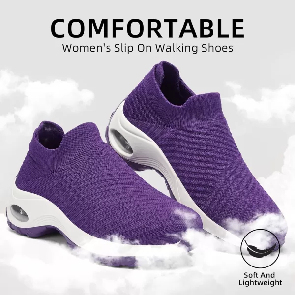 Walking Shoes Women Slip On Sock Sneakers Mesh Non Slip Shoes Air Cushion Platform Loafers