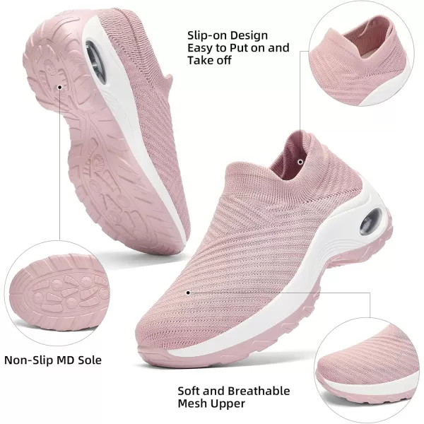 Walking Shoes Women Slip On Sock Sneakers Mesh Non Slip Shoes Air Cushion Platform Loafers